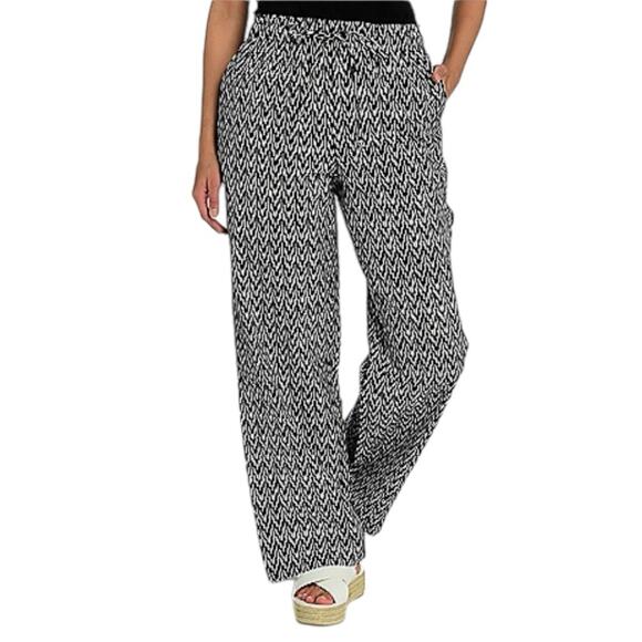 Christopher & Banks New Wide Leg Pant High Rise Drawstring Chevron Women Size XL - Picture 1 of 14